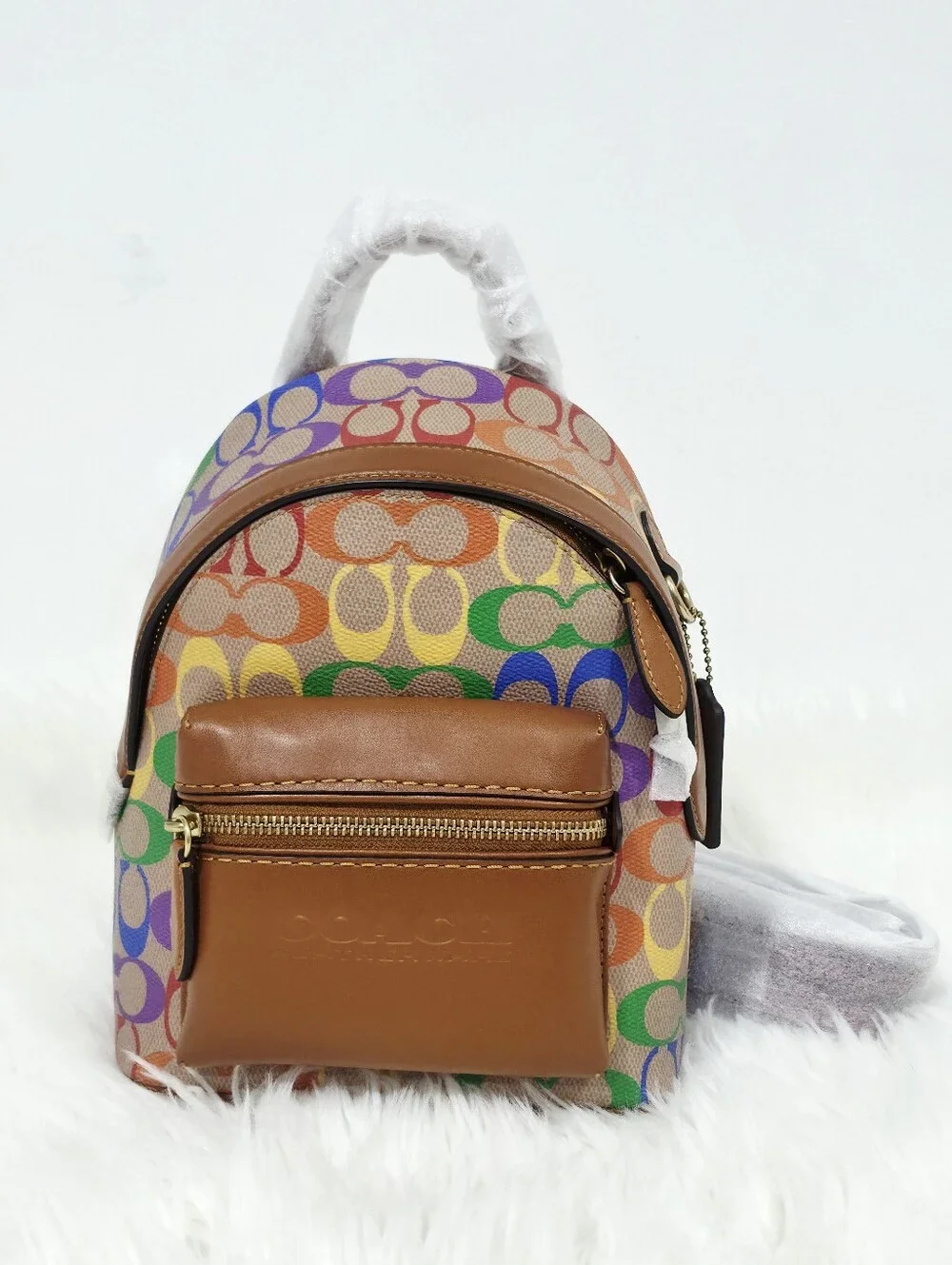 Coach Charter Backpack 18 Rainbow Signature Canvas Leather New With Tags